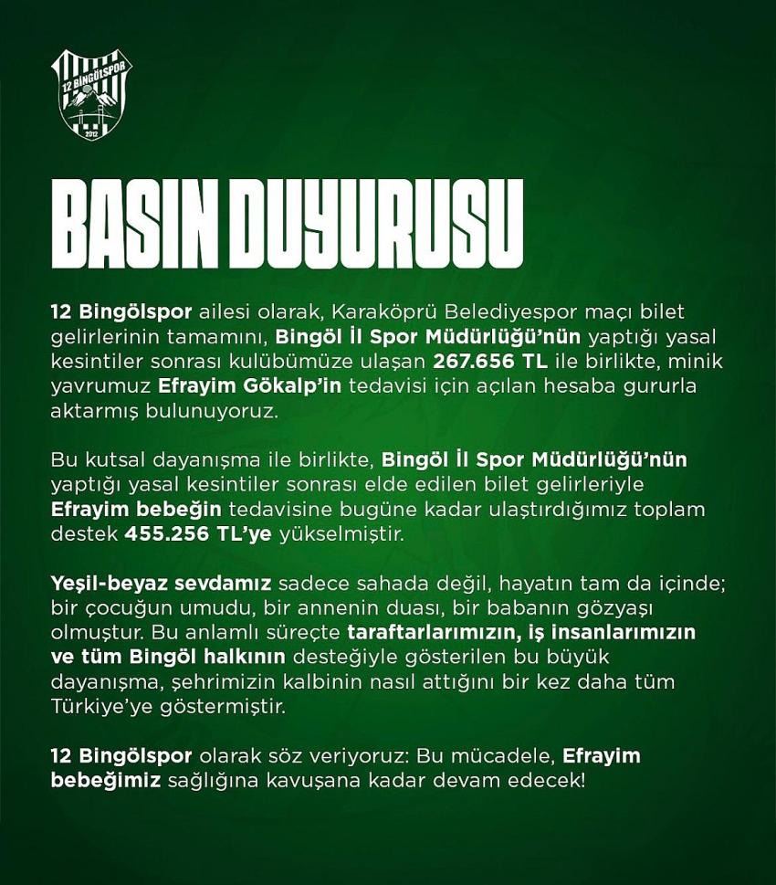 Bingölspor’dan SMA’lı Efrayim’e Yardım